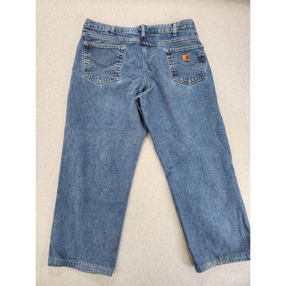 Carhartt Jeans Mens 40x30 Actual 28L Blue Denim Straight Leg Relaxed Fit Work - Picture 6 of 10